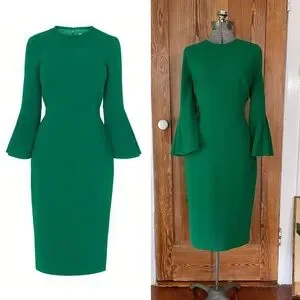 LK Bennett Dresses Lk Bennett Doris Kelly Green Bell Sleeve Dress Size Poshmark